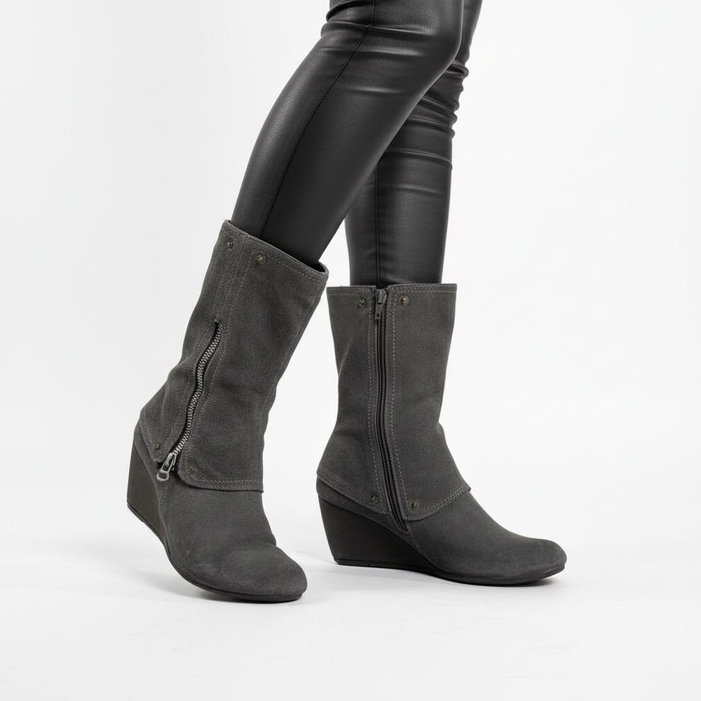 ALBERTO GREY SUEDE ZIPPER BOOTS WOMAN SIZE 9